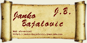 Janko Bajalović vizit kartica